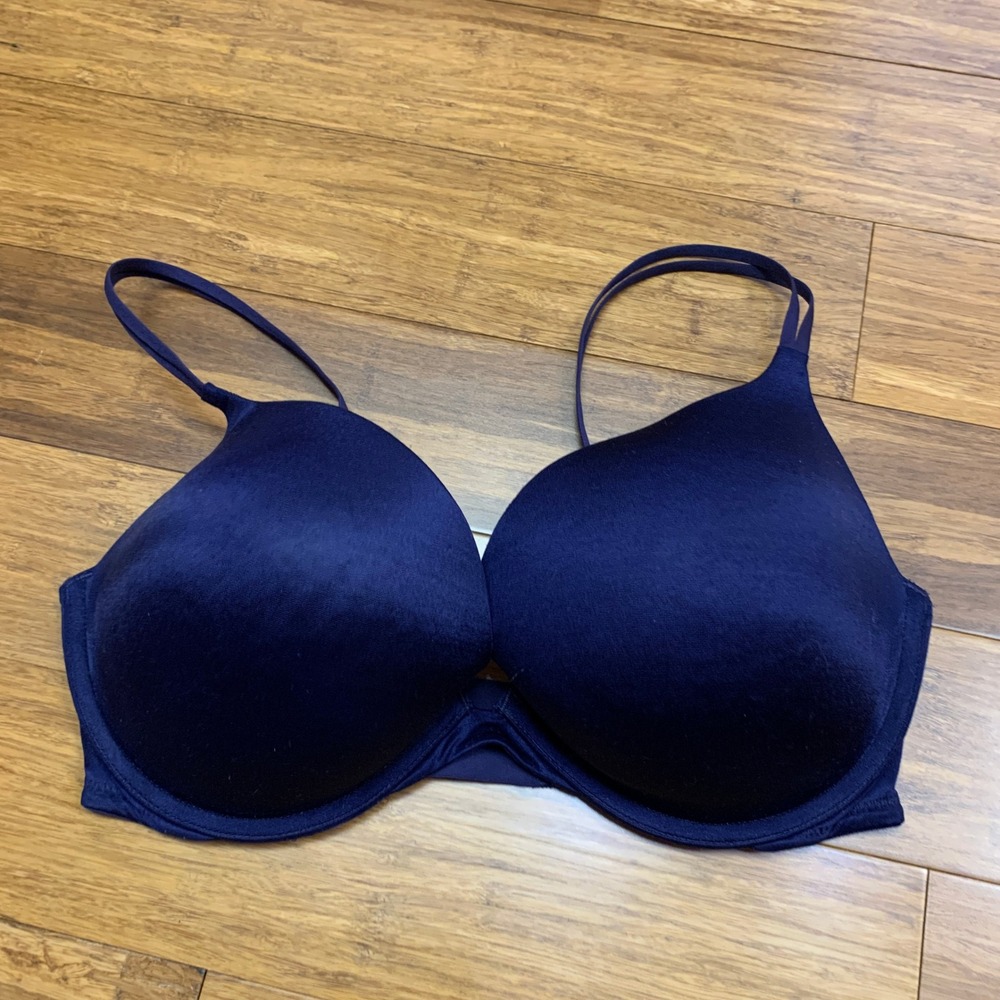 Victoria's Secret Very Sexy Push Up Bra Navy‎ Blue Size 34DD Satin Y2K Underwire